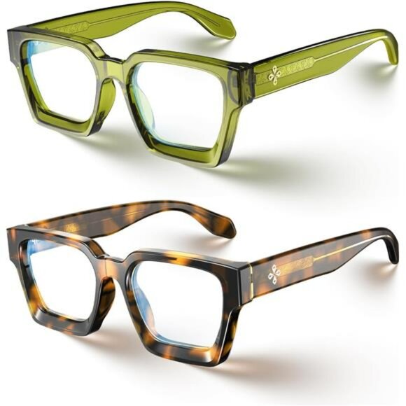 Blue Light Blocking Glasses Rectangle Frame Non Prescription Computer Eyewear - Picture 2 of 7